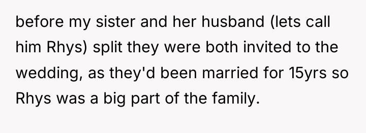 before my sister and her husband (lets call him Rhys)...