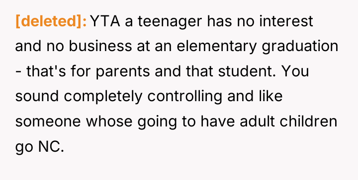 [deleted] YTA a teenager has no interest and no business...