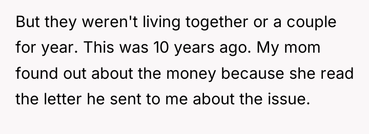 But they weren't living together or a couple for year....