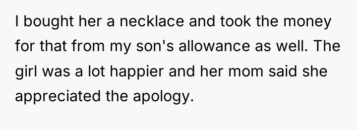 I bought her a necklace and took the money for...