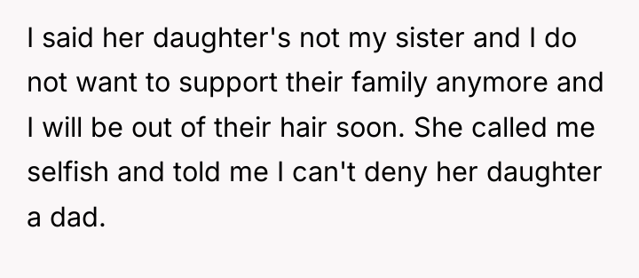 I said her daughter's not my sister and I do...