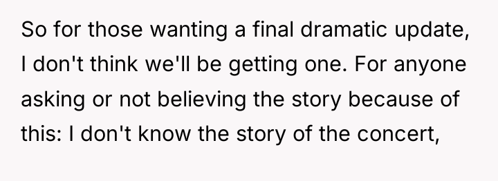 So for those wanting a final dramatic update, I don't...