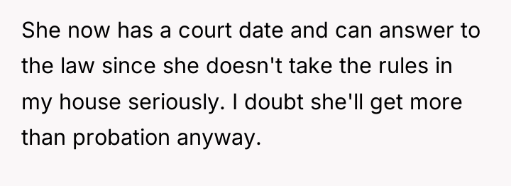 She now has a court date and can answer to...