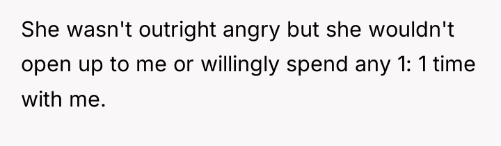 She wasn't outright angry but she wouldn't open up to...