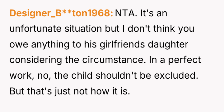 Designer_B**ton1968 NTA. It's an unfortunate situation but I don't think...