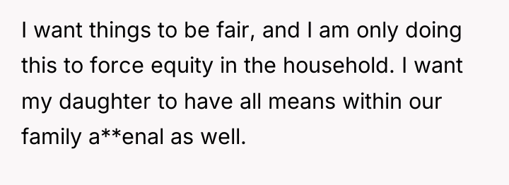 I want things to be fair, and I am only...