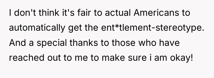 I don't think it's fair to actual Americans to automatically...