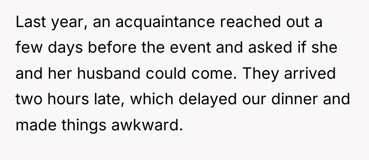 Last year, an acquaintance reached out a few days before...