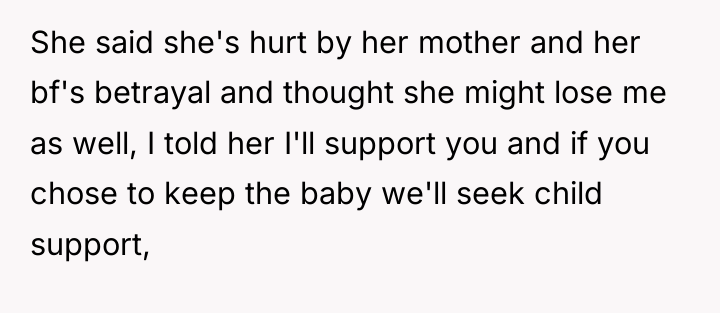 She said she's hurt by her mother and her bf's...