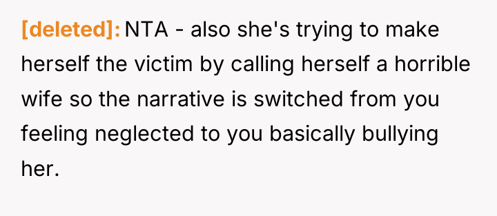 [deleted] NTA - also she's trying to make herself the...