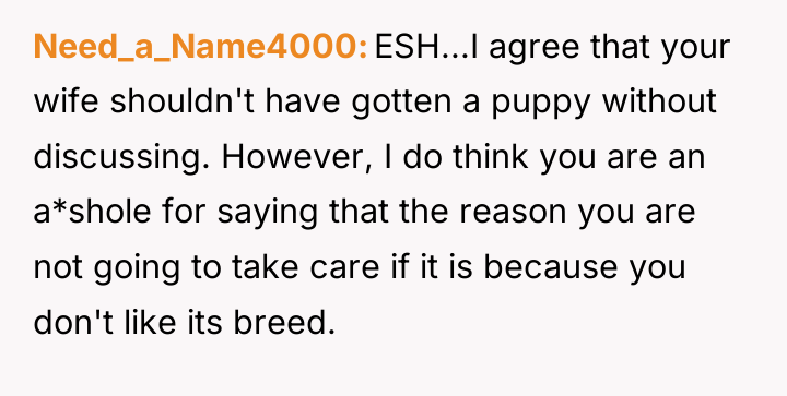 Need_a_Name4000 ESH...I agree that your wife shouldn't have gotten a...