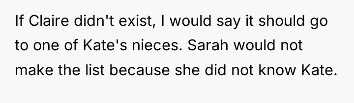 If Claire didn't exist, I would say it should go...