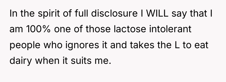 In the spirit of full disclosure I WILL say that...