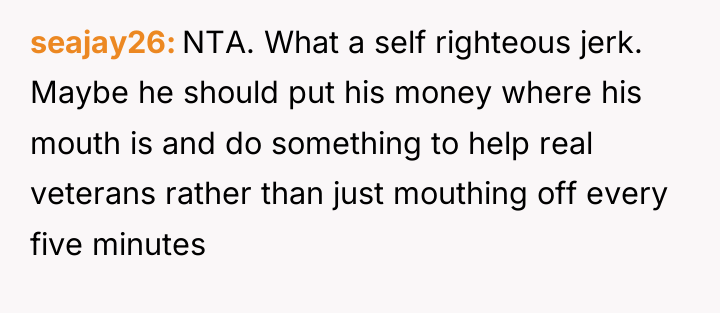 seajay26 NTA. What a self righteous jerk. Maybe he should...