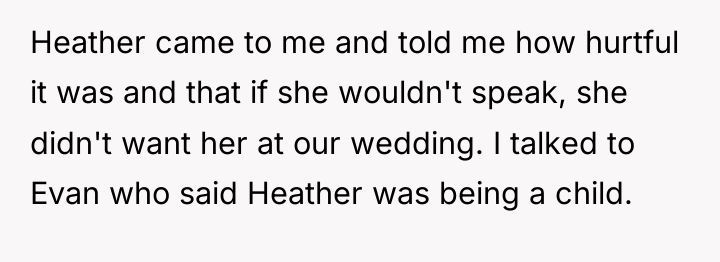 Heather came to me and told me how hurtful it...