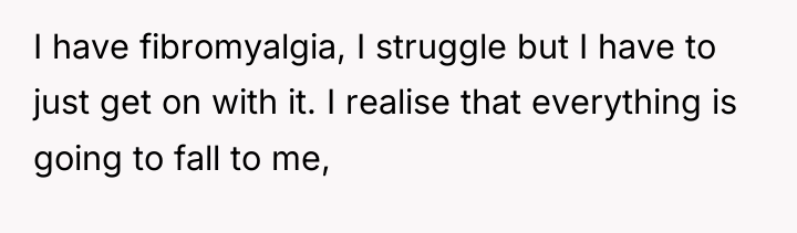 I have fibromyalgia, I struggle but I have to just...
