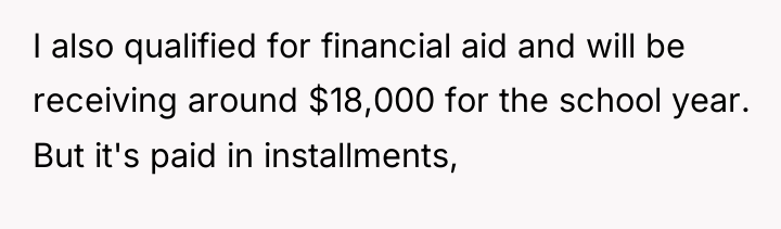 I also qualified for financial aid and will be receiving...