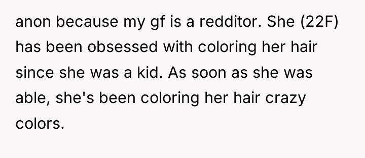anon because my gf is a redditor. She (22F) has...