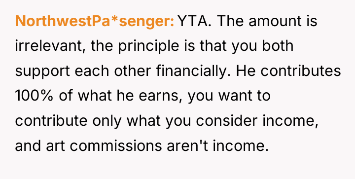 NorthwestPa*senger YTA. The amount is irrelevant, the principle is that...