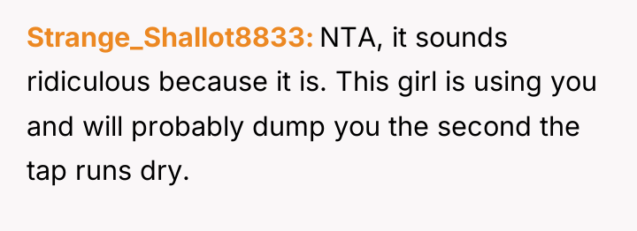 Strange_Shallot8833 NTA, it sounds ridiculous because it is. This girl...