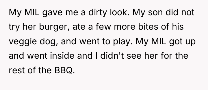 My MIL gave me a dirty look. My son did...