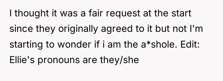 I thought it was a fair request at the start...