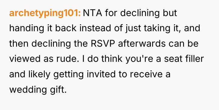 archetyping101 NTA for declining but handing it back instead of...