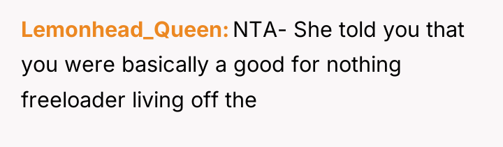 Lemonhead_Queen NTA- She told you that you were basically a...
