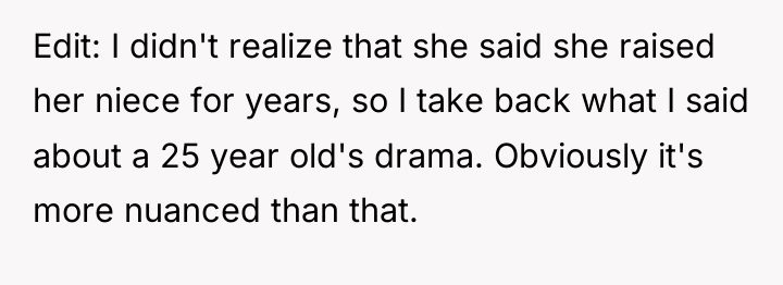 Edit: I didn't realize that she said she raised her...