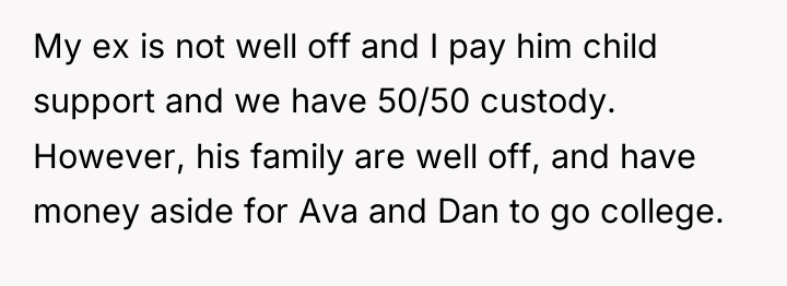 My ex is not well off and I pay him...