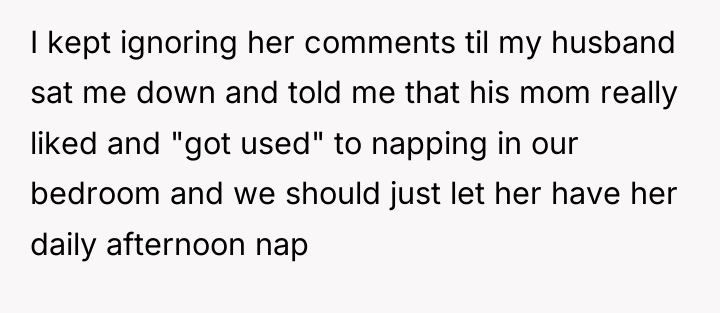 I kept ignoring her comments til my husband sat me...