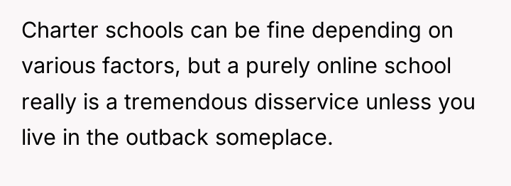 Charter schools can be fine depending on various factors, but...