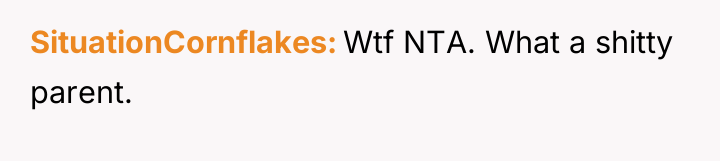 SituationCornflakes Wtf NTA. What a shitty parent.