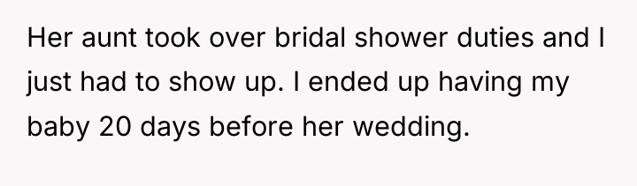 Her aunt took over bridal shower duties and I just...