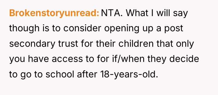 Brokenstoryunread NTA. What I will say though is to consider...