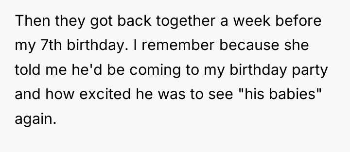 Then they got back together a week before my 7th...