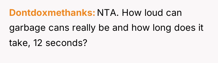 Dontdoxmethanks NTA. How loud can garbage cans really be and...