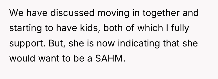 We have discussed moving in together and starting to have...