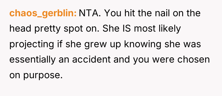 chaos_gerblin NTA. You hit the nail on the head pretty...