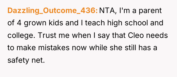 Dazzling_Outcome_436 NTA, I'm a parent of 4 grown kids and...