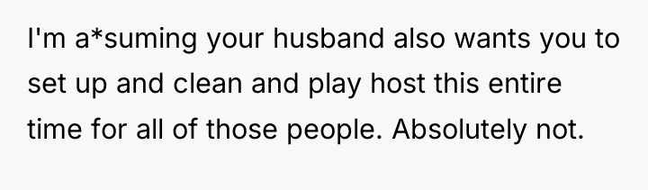 I'm a*suming your husband also wants you to set up...