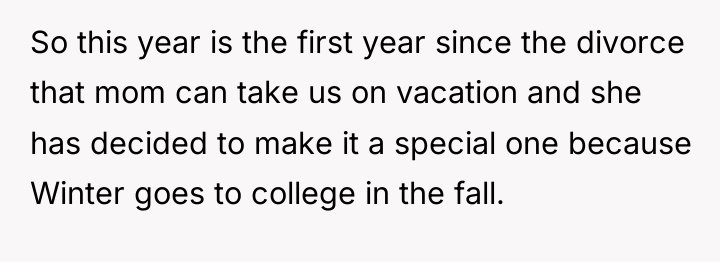 So this year is the first year since the divorce...