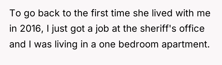 To go back to the first time she lived with...