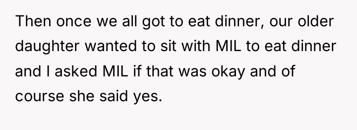 Then once we all got to eat dinner, our older...
