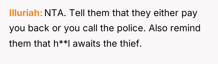 Illuriah NTA. Tell them that they either pay you back...