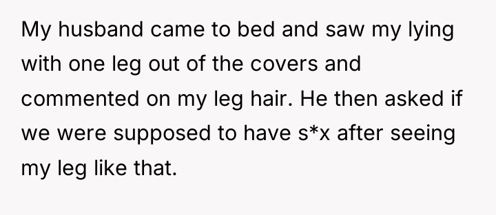 My husband came to bed and saw my lying with...