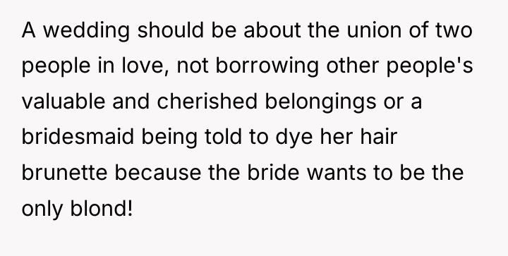 A wedding should be about the union of two people...