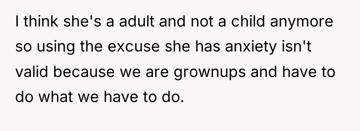 I think she's a adult and not a child anymore...