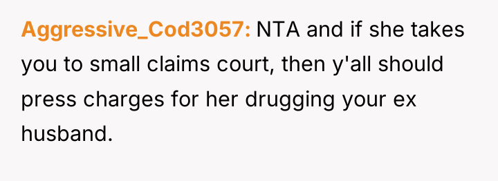 Aggressive_Cod3057 NTA and if she takes you to small claims...