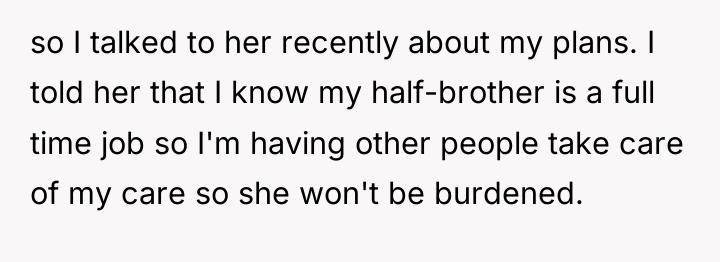so I talked to her recently about my plans. I...